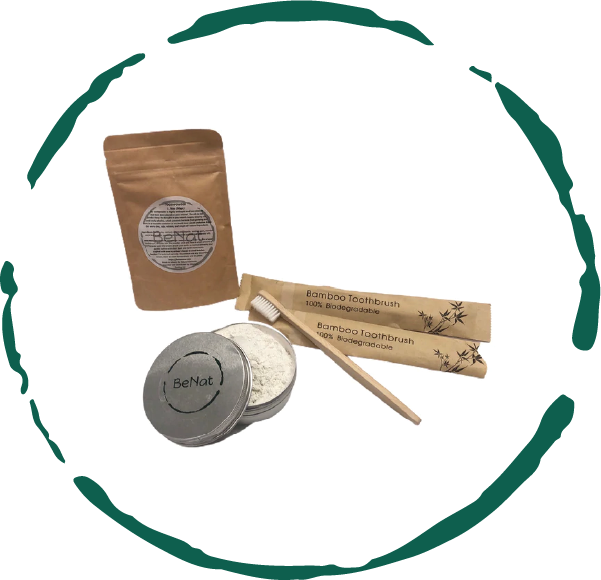 Other view of BeNat Toothpowder Bundle set featuring all-natural zero-waste oral care products