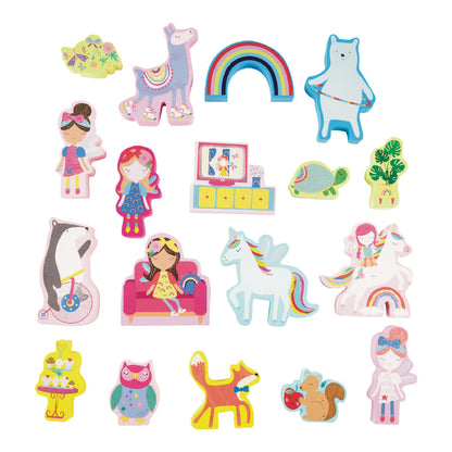 Spielbox mit Holzteilen – Regenbogenfee