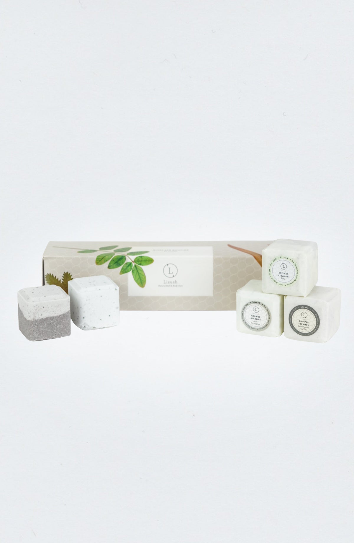 Other view of Earthy Shower Steamer Gift Box - 5 natural aromatherapy shower fizzies overview | Lizush