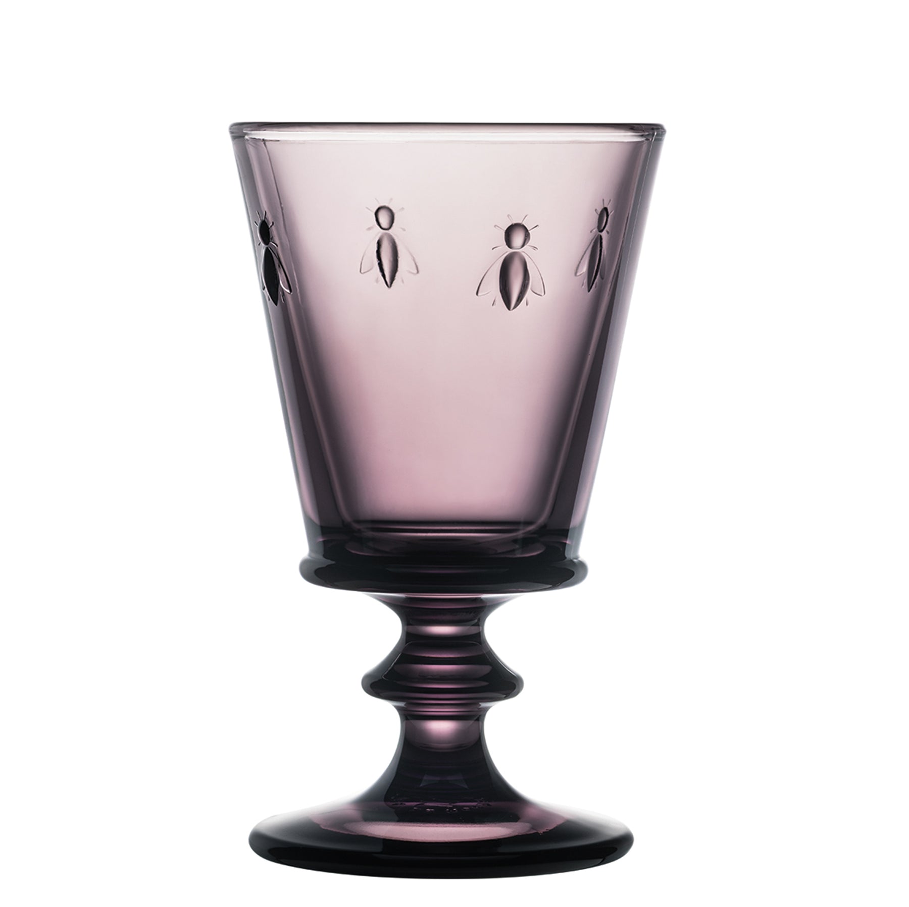 Rich eggplant purple La Rochere Bee Glass 220ml with signature embossed bees