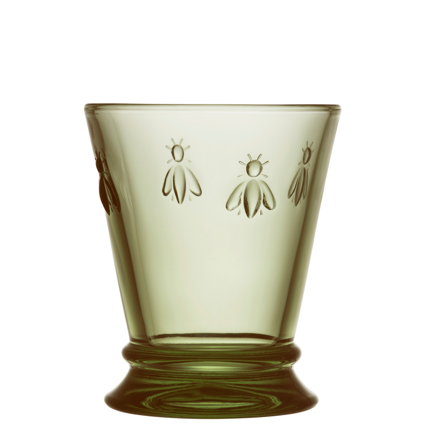 Single La Rochère Bee water glass 250ml in vibrant green, traditional French style