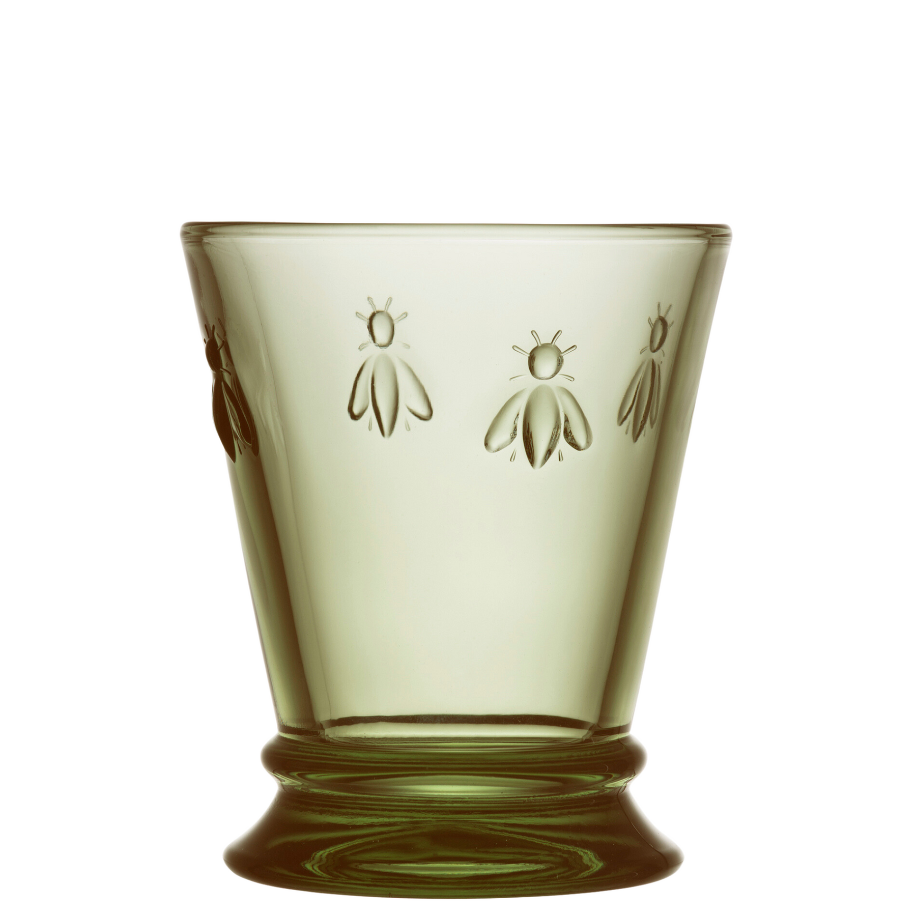 Single La Rochère Bee water glass 250ml in vibrant green, traditional French style