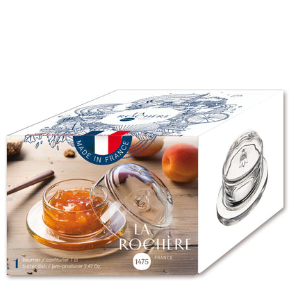 Authentic branded packaging box for the La Rochère Bee glass butter dish set
