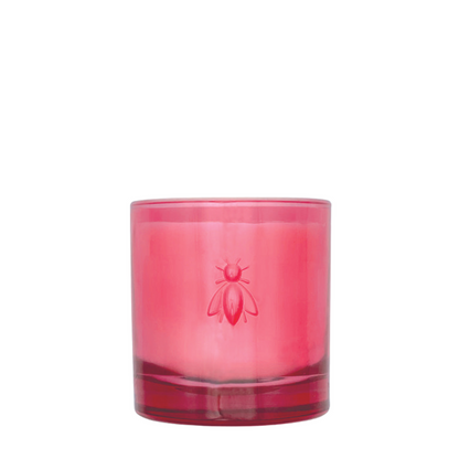 Product photograph of the La Rochère Cherry Blossom scented candle in its signature pressed glass jar with bee motif