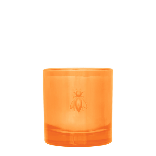 Product photograph of the La Rochère Vanilla Bee Candle in its signature pressed glass jar with bee motif