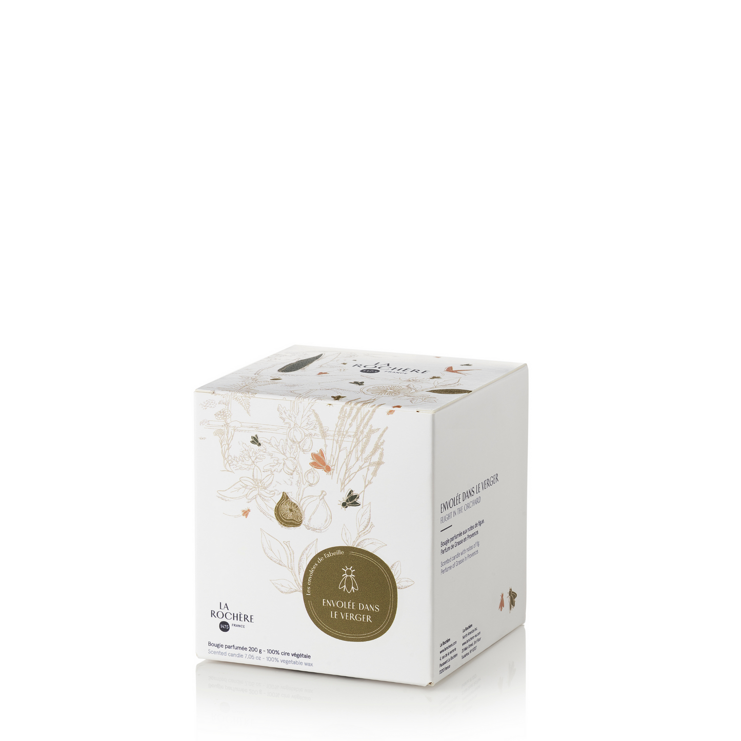 Authentic branded packaging box for the La Rochere luxury Fig scented bee candle