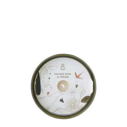 Top-down view of the La Rochere Fig glass candle highlighting the poured wax and wick