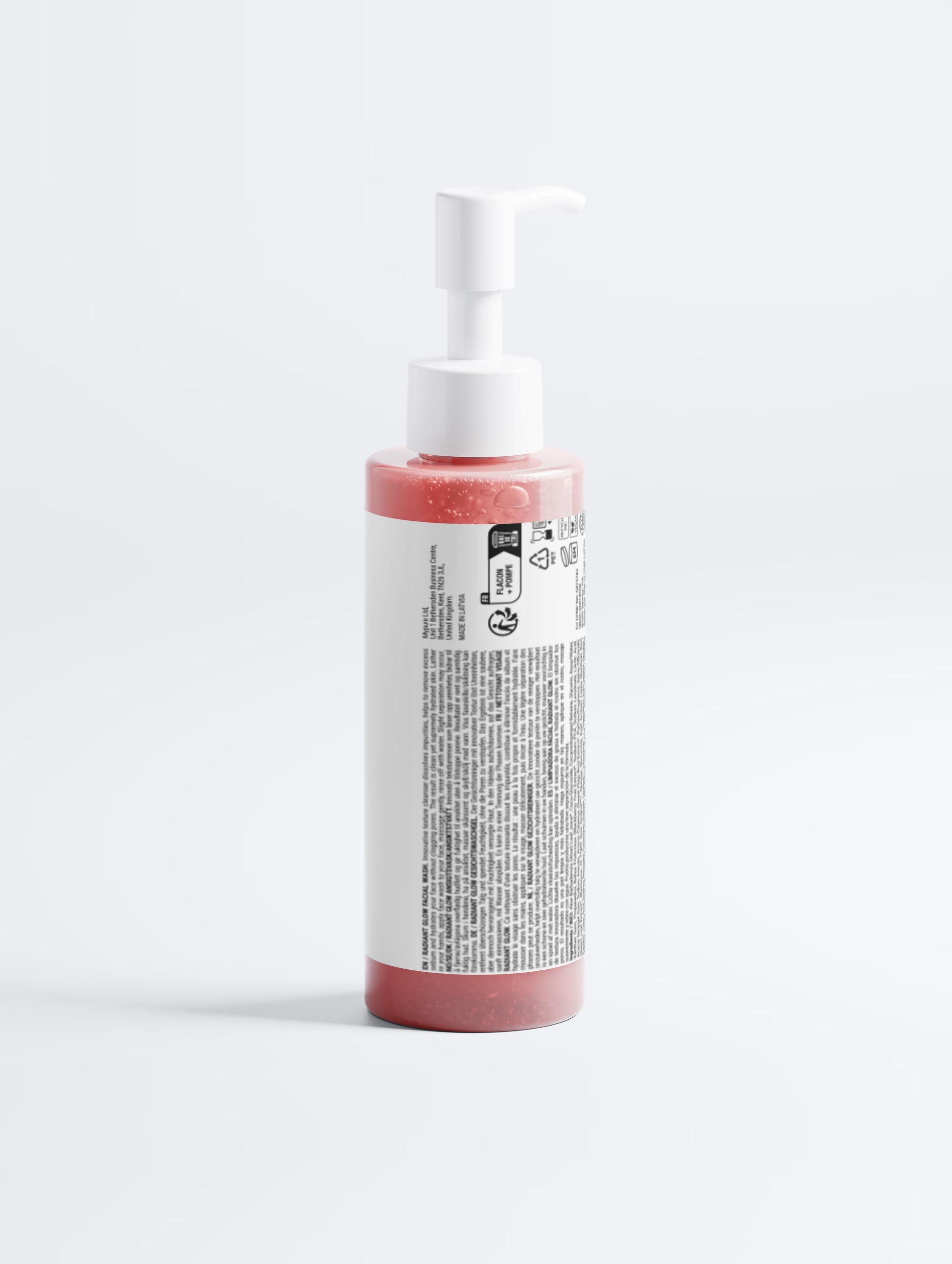 KVIST Radiant Glow Facial Wash - Back pump cleanser bottle View