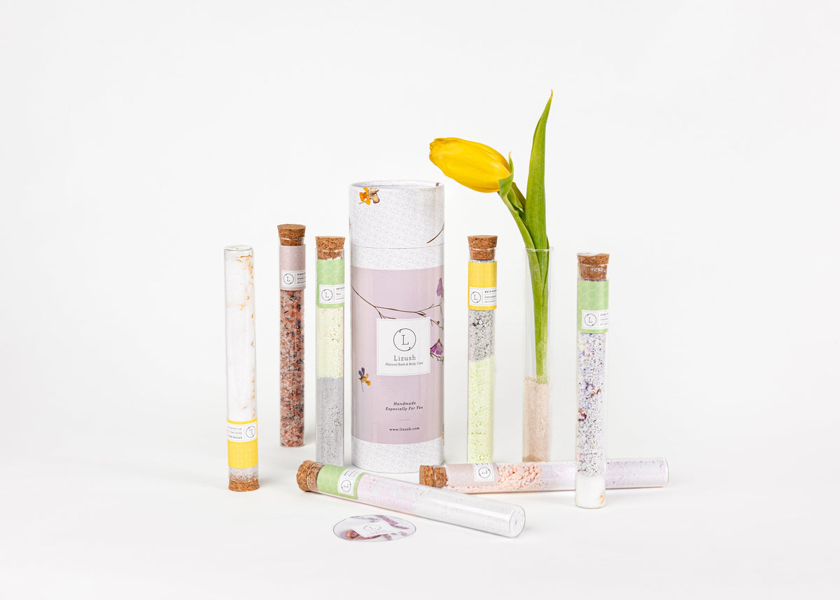 Natural Bath Gift Set – 7 Glass Tubes of Bath Salts-1