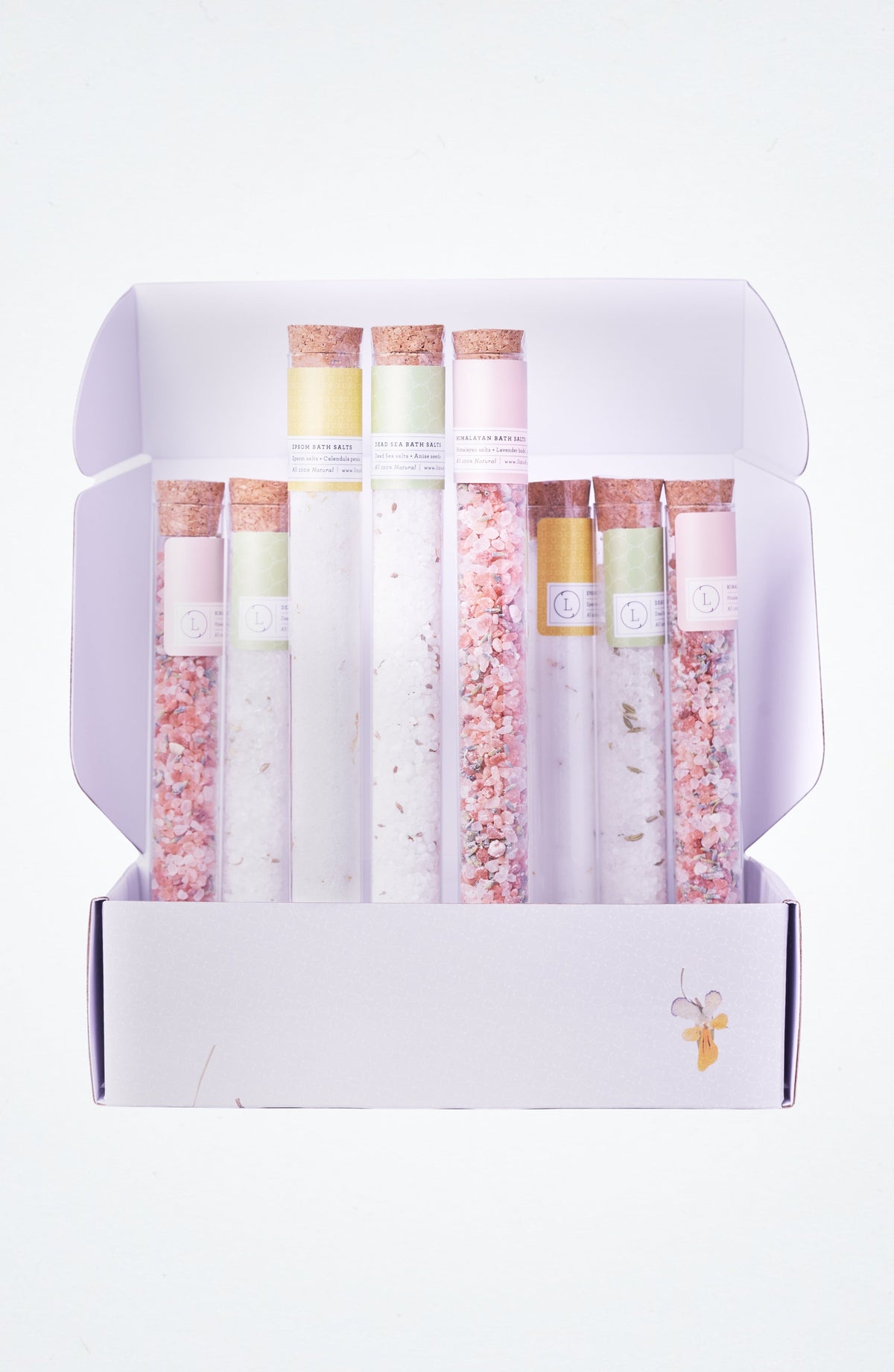 Natural Bath Salts Gift Set – 8 Glass Tubes-1