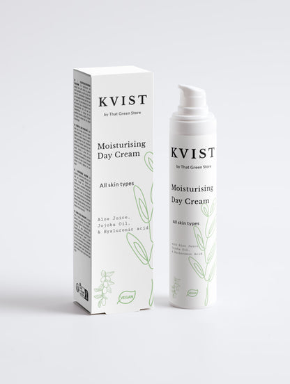 KVIST Moisturising Day Cream - Front pump bottle and box