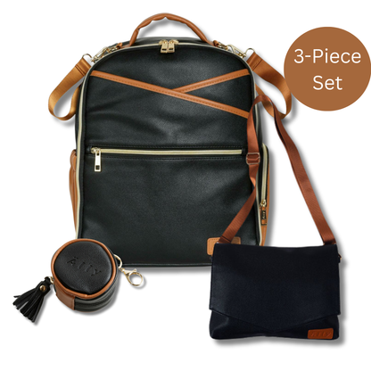Ally Scandic Mom & Baby Luxury Gift Set in Black Coffee including backpack and handbag