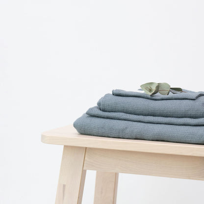 Honeycomb Fine Waffle Towel - Blue Fog