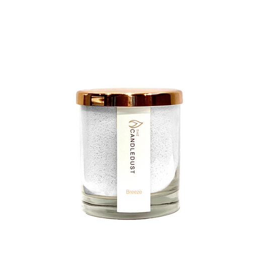 Breeze scented powdered candle in transparent glass jar
