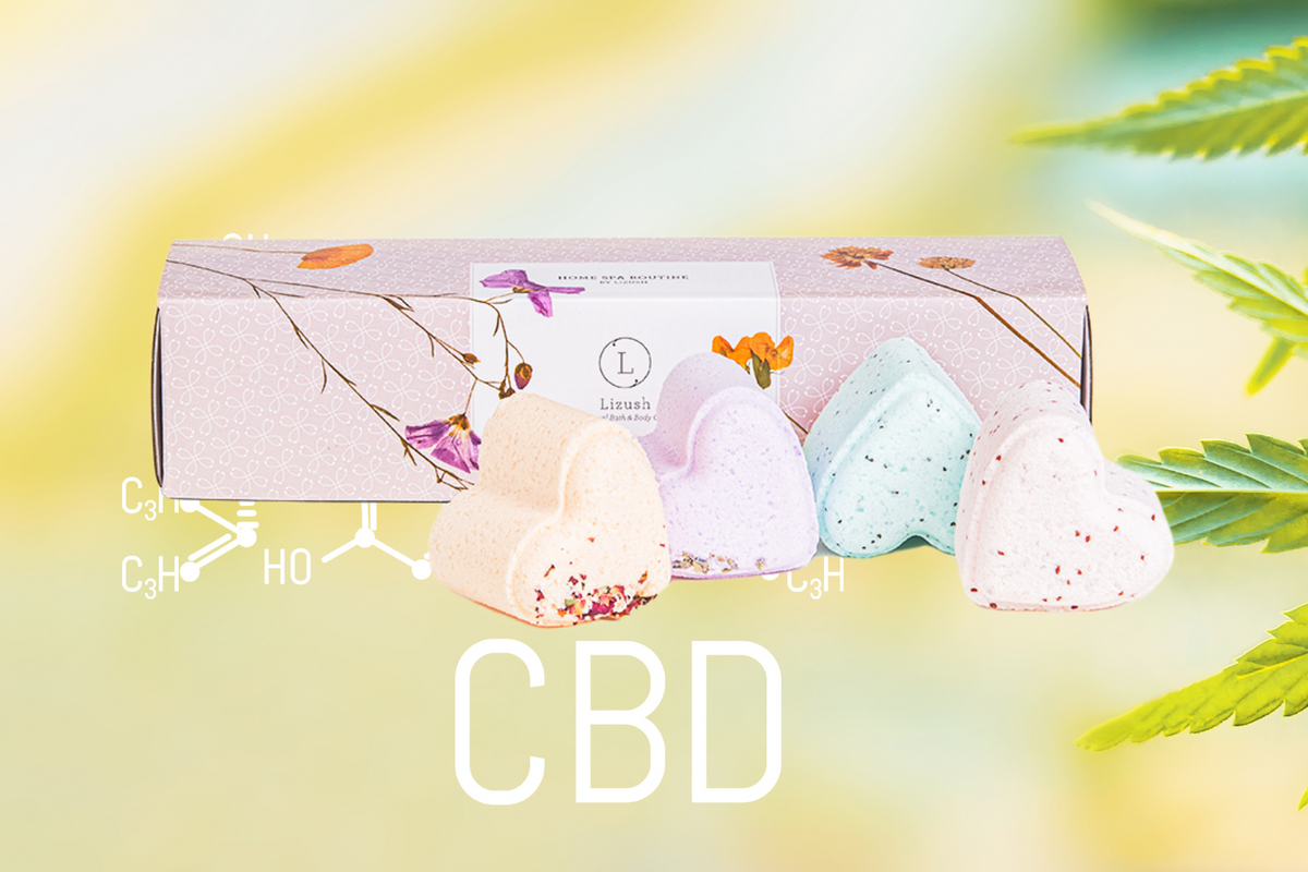 CBD Valentine's Bath Bomb Gift Set - 5 heart-shaped 25mg CBD bath bombs overview | Lizush