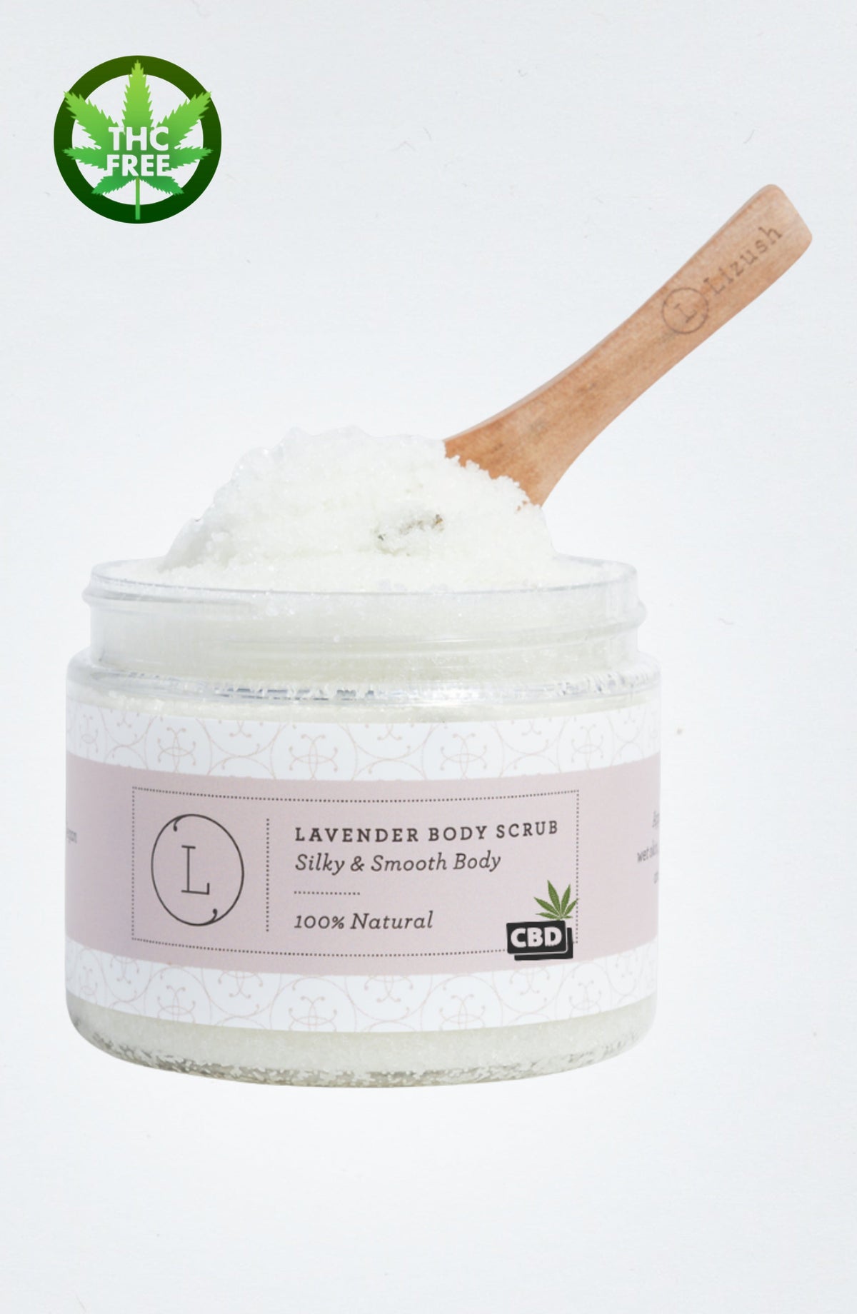 CBD Lavender Body Scrub - Close-up texture of natural lavender salt exfoliator | Lizush