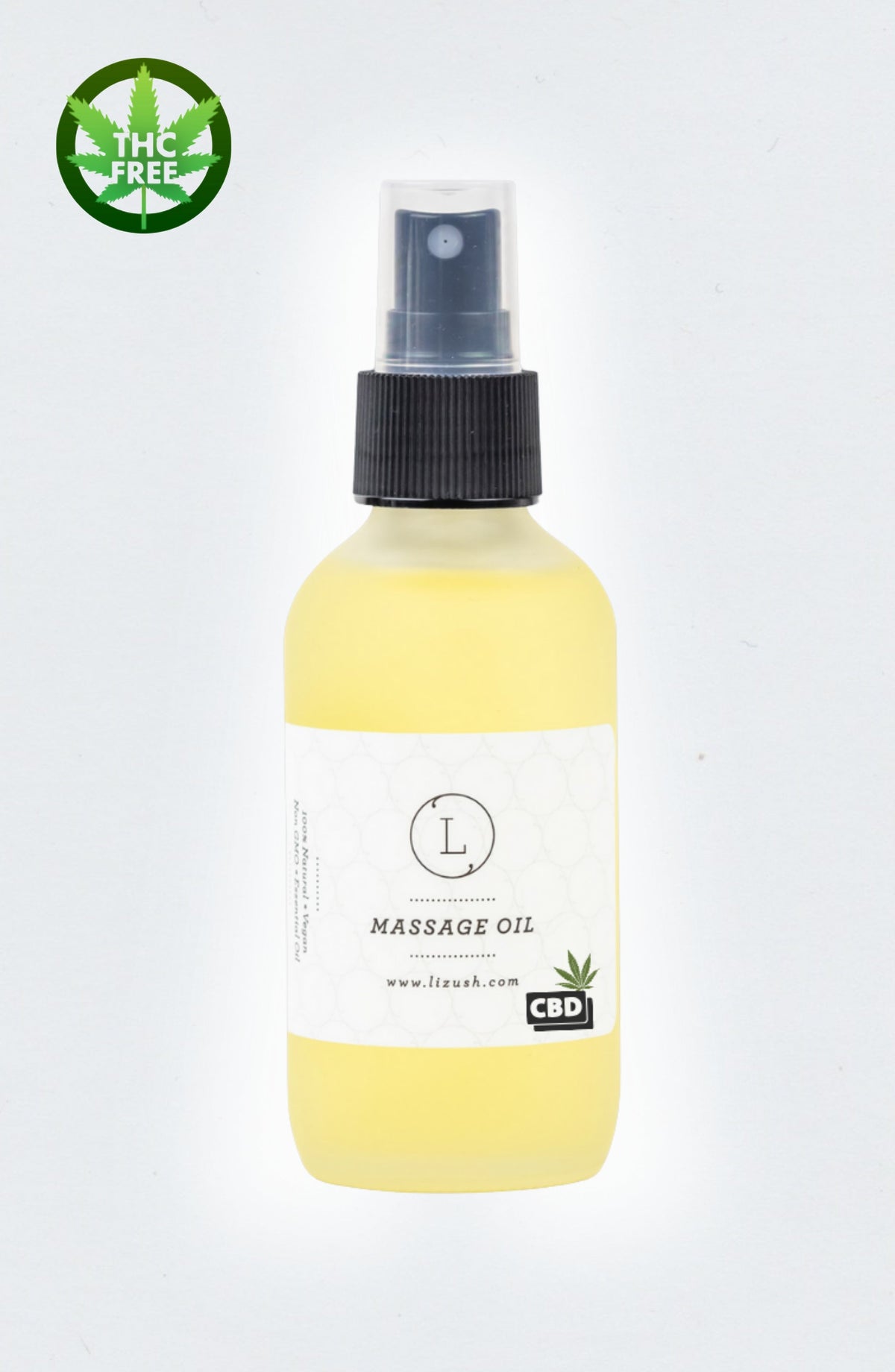 Close up of CBD Eucalyptus Massage Oil - Soothing eucalyptus muscle relief spray bottle | Lizush