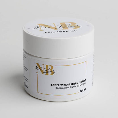 Close up of the shimmering natural ingredients in North Beauty body soufflé