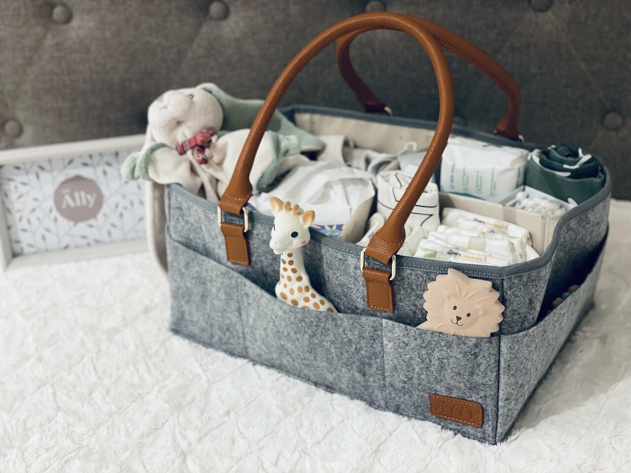 Grey Diaper Caddy Organizer