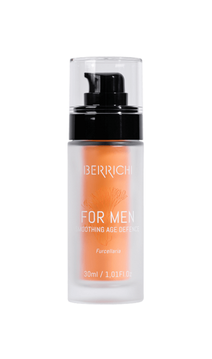  Front view of the black Berrichi FOR MEN cream bottle