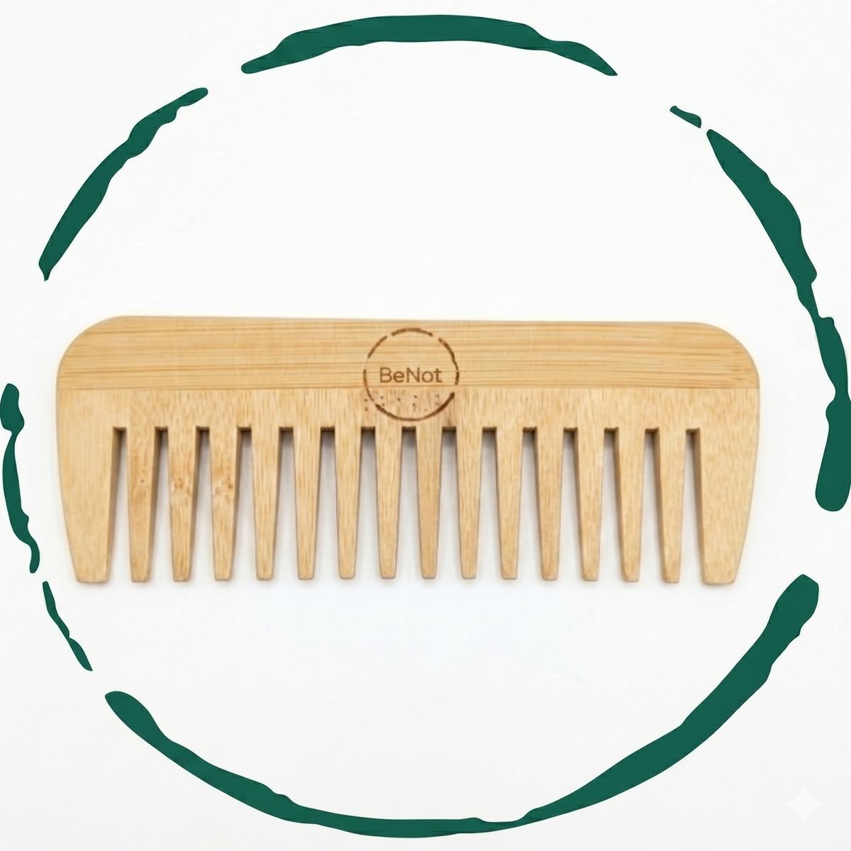 BeNat All-Natural Bamboo Hair Comb displaying anti-static smooth wooden teeth
