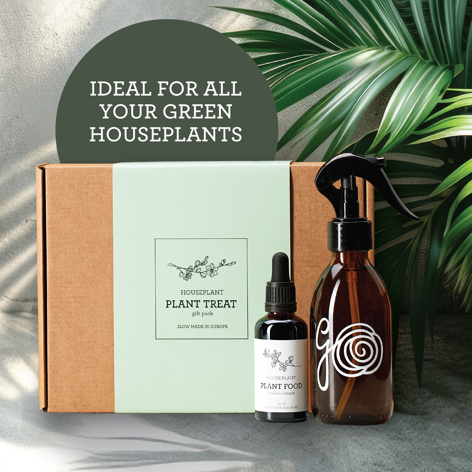 Generosa Plant Treat Gift Set – Plant Nourishment | Natural Liquid Fertiliser 50ml and Glass Spray Bottle | Nutrients for Houseplants | Gift for Plant Lovers, Gift Ideas, Eco-friendly Gift-1