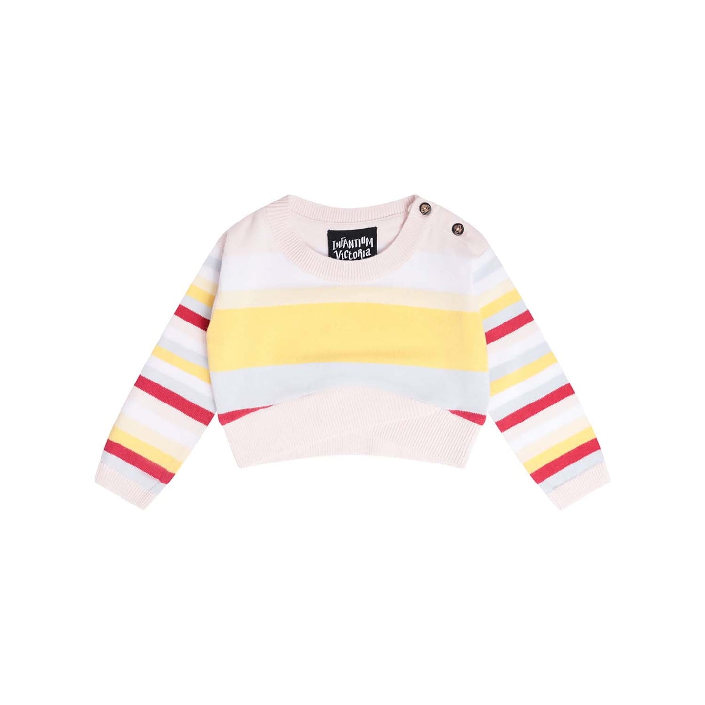 Knitted Baby Sweater in Pastel Stripes-0