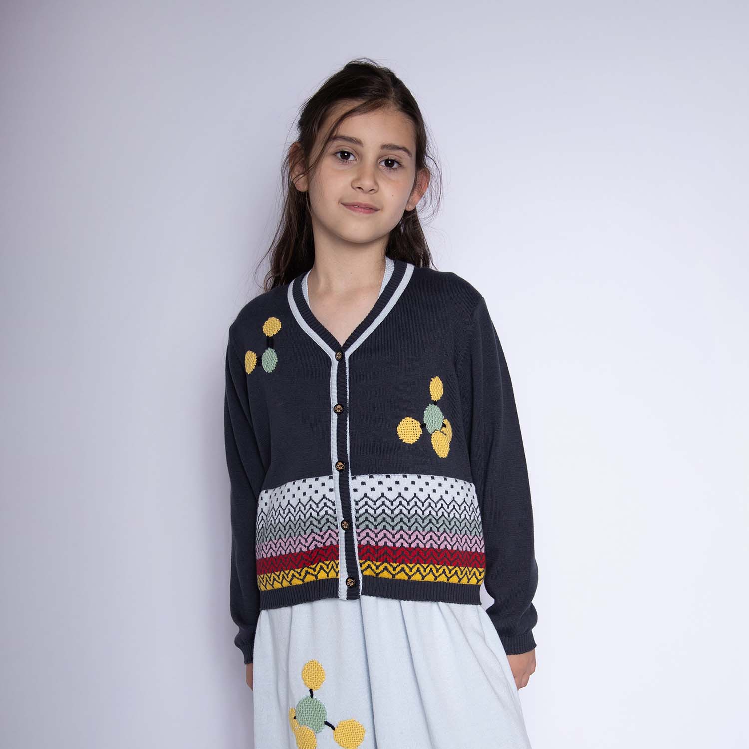 The Hand-Embroidered Cardigan — Grey-1
