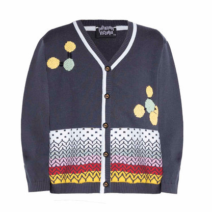 The Hand-Embroidered Cardigan — Grey-0