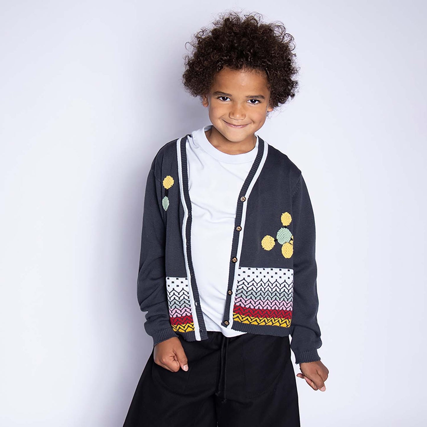 The Hand-Embroidered Cardigan — Grey-2
