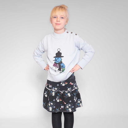 Black Floral Skirt for Girls-1