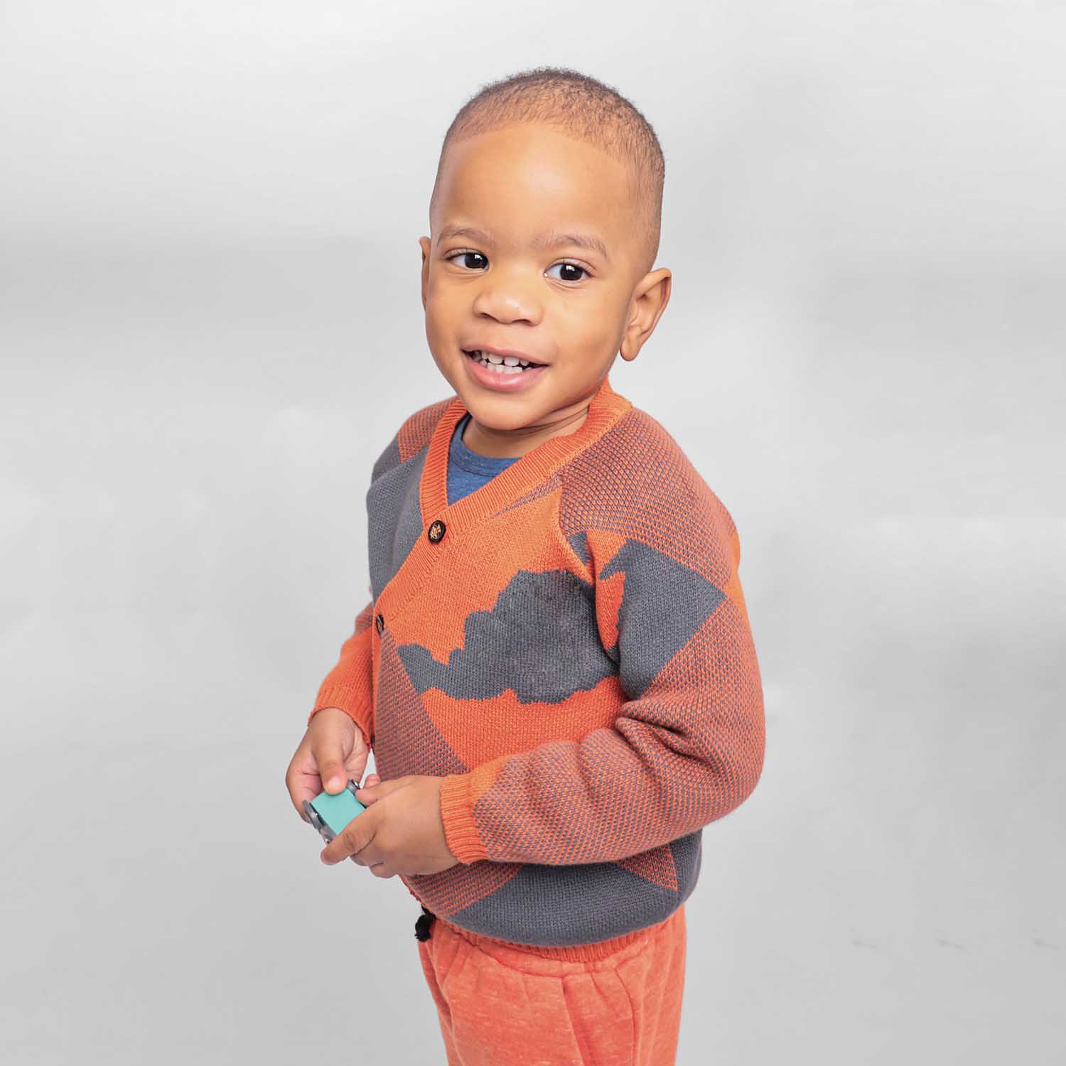 Baby Cardigan in Blue and Orange-1