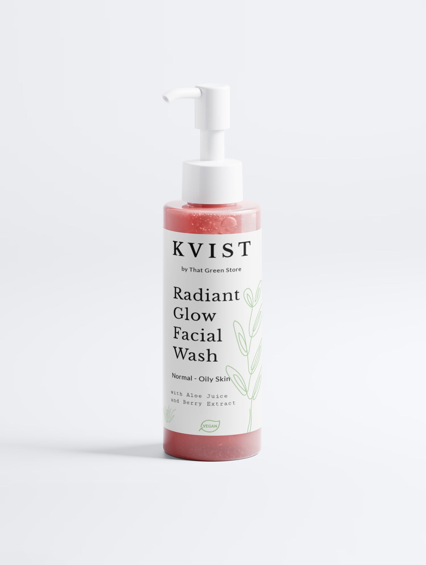 KVIST Radiant Glow Facial Wash - Front pump cleanser bottle