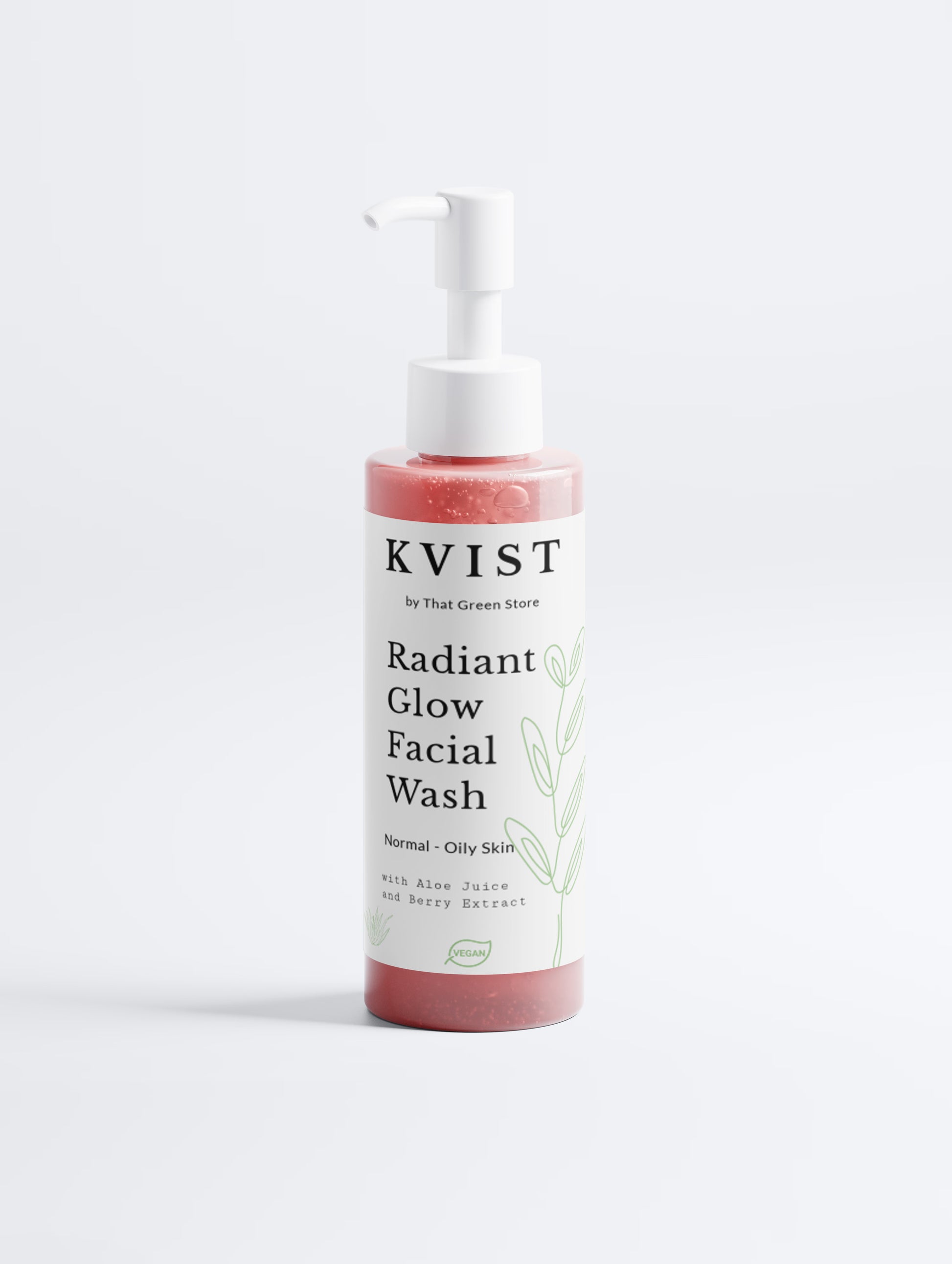 KVIST Radiant Glow Facial Wash - Front pump cleanser bottle