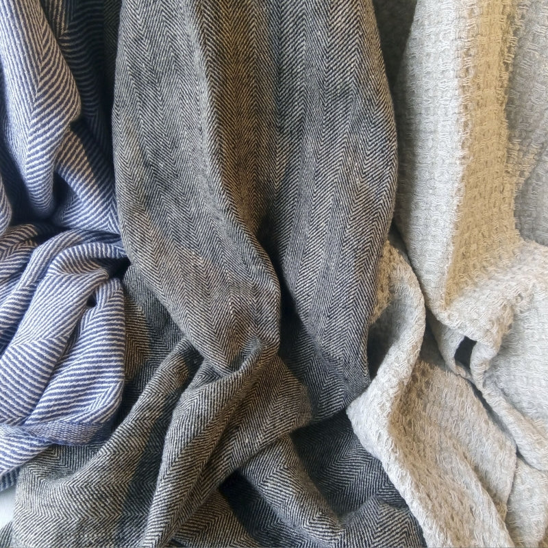 Großes Leinenhandtuch - Blau