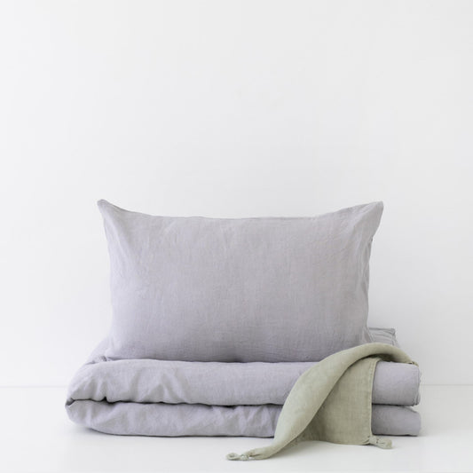 Linen Duvet Cover Set for Kids - Light Grey