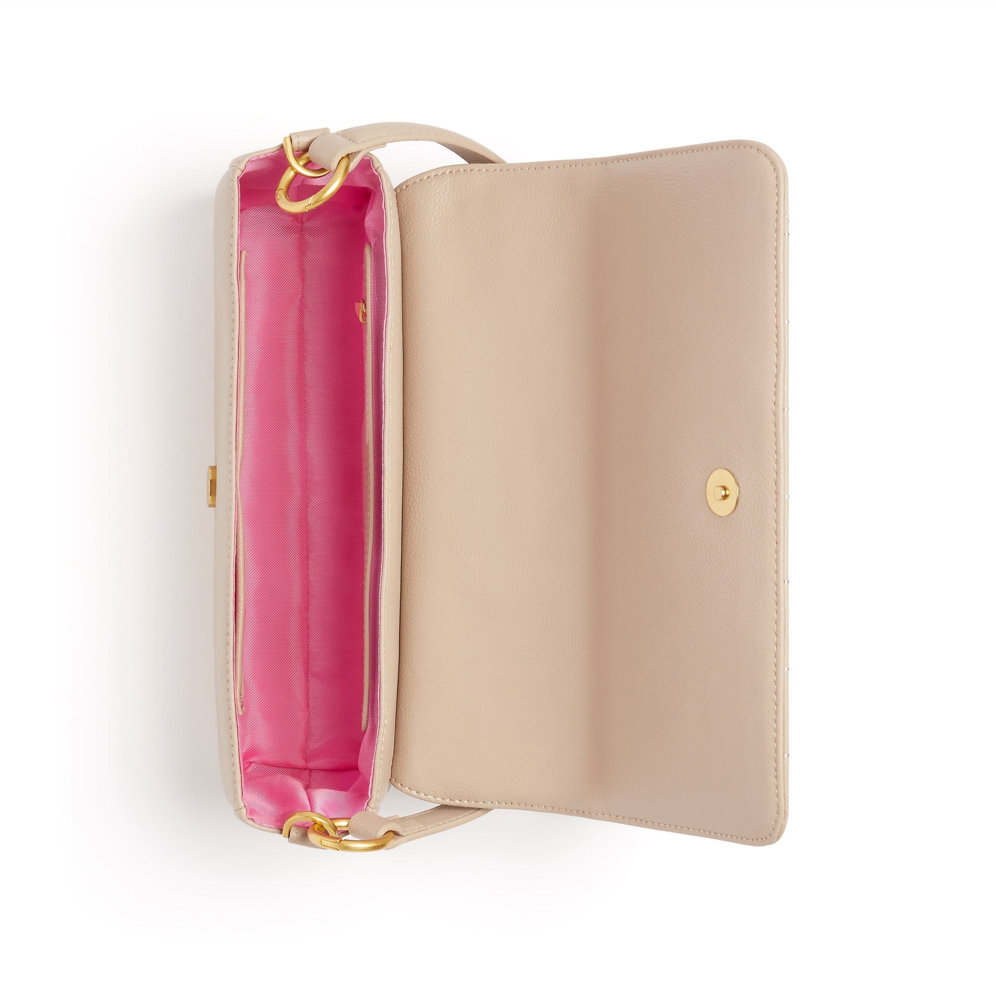 Internal view: Recycled interior lining and organizational pockets inside the Aurora Crossbody Bag by LaBante London.