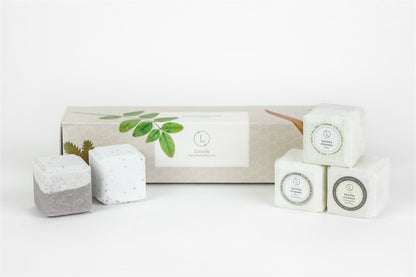 Earthy Shower Steamer Gift Box - 5 natural aromatherapy shower fizzies overview | Lizush