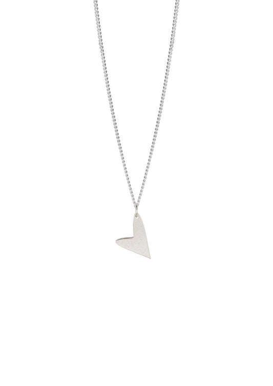 Close-up of the delicate silver Love Necklace on a clean white background.