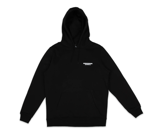 Official Moomintroll's Temper black unisex hoodie front view with pullover hood