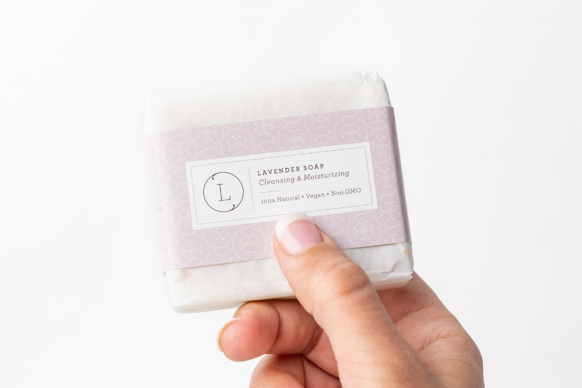 Lavender Handmade Soap Bars - Woman's hand holding natural handmade soap bar | Lizush