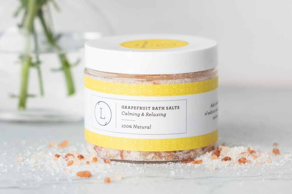 Grapefruit Bath Salts - Dead Sea Epsom and pink Himalayan soak jar | Lizush