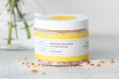 CBD Grapefruit Bath Salts - 25mg CBD Dead Sea Epsom and Himalayan soak | Lizush