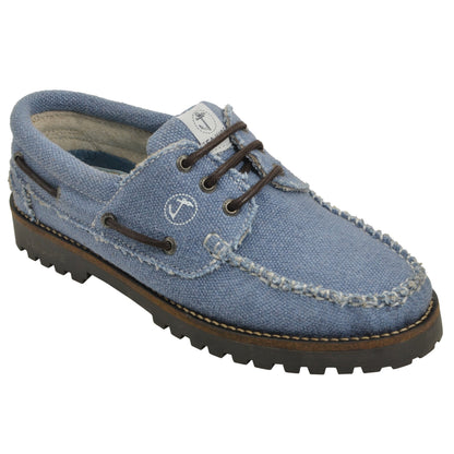 Seajure Pampelonne men's eco deck shoe in natural hemp - 3/4 front angle view