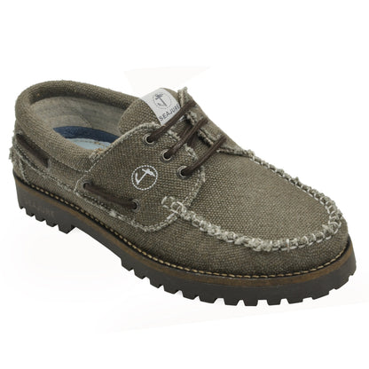 Seajure Vik men's eco deck shoe in natural hemp - 3/4 front angle view