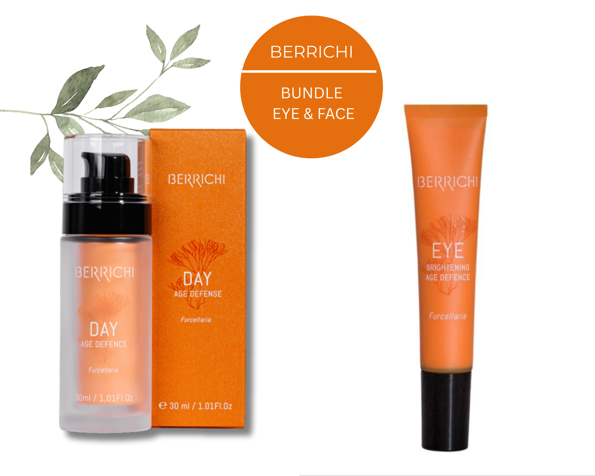 BERRICHI Luminous Eye & Face duo: antioxidant Day Cream and specialized Eye Cream set. Natural marine algae skincare for a radiant, protected, and rested look.
