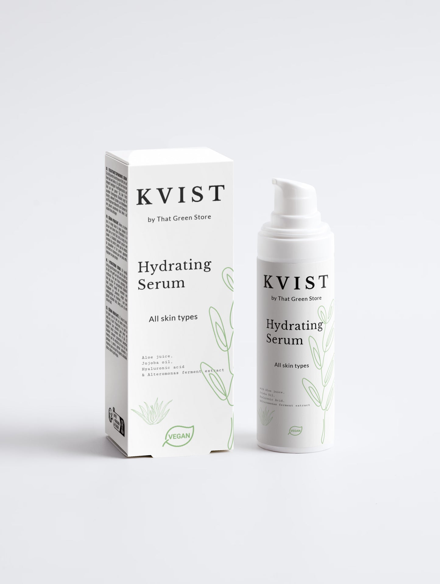 KVIST Hydrating Serum - Front dropper bottle and packaging