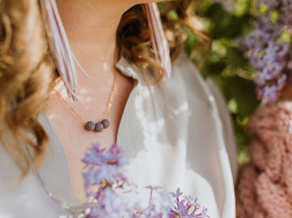 Handcrafted Canary Lava necklace worn for a minimalist and sophisticated natural look