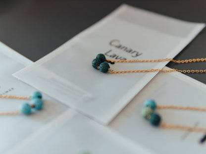 Natural porous lava stone bead detail - Perfect for essential oil aromatherapy diffusion