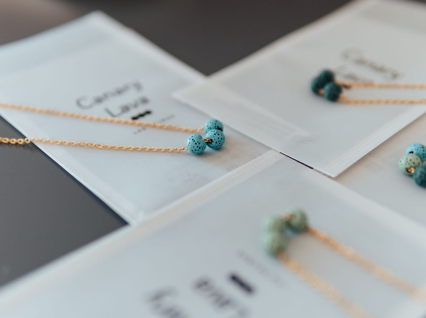 Aroma Diffuser Necklace by Canary Lava - Elegant silver chain with natural volcanic beads